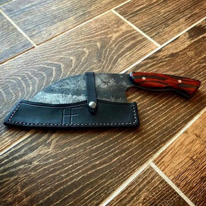 Couteau de chef Burraq personnalisé fait main en acier au carbone, couteau multifonctionnel avec fourreau en cuir et bois, 10 pouces, DIY OEM/ODM pour usage en cuisine - Product Image 5