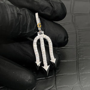 Totalmente helado Hip Hop Trident colgante corte brillante Moissanite diamantes plata esterlina 925-producto Moissanite colgantes encantos - Product Image 1