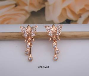 Modernos Pendientes de Aro de Aleación de Oro Rosa con Mariposa y Circonita, Joyería para Mujer para Cumpleaños, Festivales o Uso Diario Informal - Product Image 2