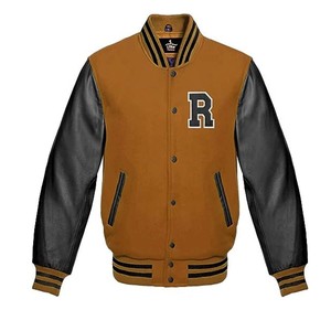 Lettermen adulte laine corps cuir manches avec patch travail veste universitaire de haute qualité, hommes sur mesure lettermen blouson aviateur - Product Image 4