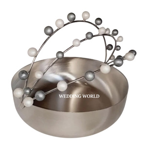 Bol à chocolat en acier inoxydable poli miroir Forme ronde Bol sucré nickelé Décoration Ramadan Bol à chocolat de table - Product Image 4