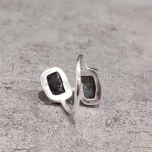 Bague pour femme en labradorite naturelle, double pierre, réglable, bijoux faits à la main, bague en argent sterling 925 - Product Image 6