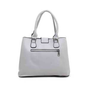 Sac à Main Décontracté en Cuir Gris P35872 Dernière Conception Fourre-Tout Grande Capacité Doublure PU Lettre Décoration Deux Bretelles Style Selle de Luxe - Product Image 1