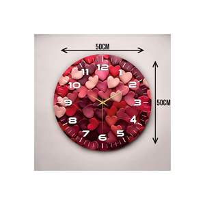 Patrón de corazón colorido y número 50cm Reloj de pared de mesa de madera silencioso Regalo perfecto para la decoración del hogar - Product Image 5