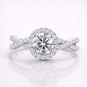 18K Gold <b>Ring</b> with Round Cut Moissanite Diamond Twisted Engagement Style - Product Image 6
