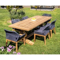 Table à manger moderne en teck de récupération avec pieds sur pied Meubles de cuisine d'extérieur rectangulaires en bois massif