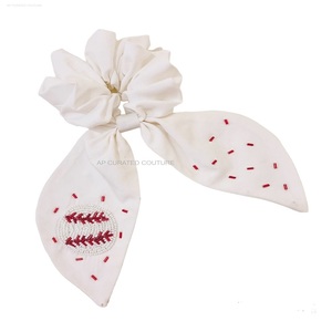 Customized Indian Hand Embroidery Seed Beaded <b>Scrunchies</b> Latest Arrival Hair Accessory with Hand Beaded Design - Product Image 3