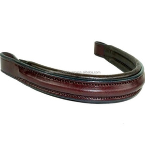 Banda para cejas de caballo de cuero elevado acolchado recto negro o marrón de diseño personalizado en mazorca completa sobre tamaños con costuras de borde duraderas - Product Image 2