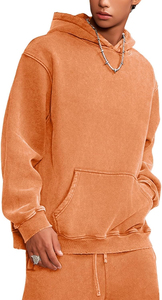 Sudadera con capucha desgastada de alta calidad para hombre, informal, Vintage, lavado con piedra ácida, 100% algodón, básico, mezcla de algodón - Product Image 2