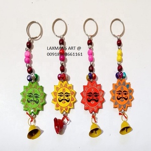 LLavero de cuentas pintado a mano de madera de la India llavero de madera hecho a mano llavero tallado llavero hippie - Product Image 5