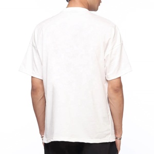 T-shirt surdimensionné vintage pour hommes personnalisé en gros pour le printemps été lourd 100% coton coupe ample tissu en jersey motif uni - Product Image 3