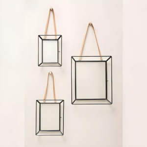 Marco de fotos de vidrio con marco de metal negro con efecto 3D único y banda de cuero para imágenes de flores prensadas - Product Image 6