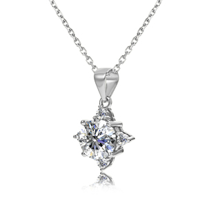 Collier pendentif solitaire de luxe en argent 925 avec diamant Moissanite 1,2 carat certifié par un <span class=keywords><strong>testeur</strong></span> de diamants, bijoux pour femme, Destiny Jewellery - Product Image 2