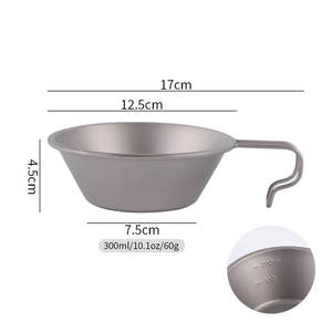 Taza <span class=keywords><strong>Sierra</strong></span> <span class=keywords><strong>de</strong></span> Titanio Ultraligera y Ecológica <span class=keywords><strong>de</strong></span> 300 ml para Acampar al Aire Libre, con Asa Plegable - Product Image 6