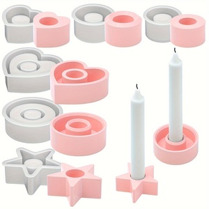 Moule chandelier étoile à cinq branches en forme de coeur, bougeoir en silicone, bricolage fête décoration maison lampe à thé chandelier moule - Product Image 3