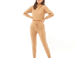 SAMMY WEARS, chándal de lana de algodón recortado personalizado para mujer, conjunto de chándal de Yoga de dos piezas, logotipo de talla grande de algodón 100% para invierno - Product Image 5