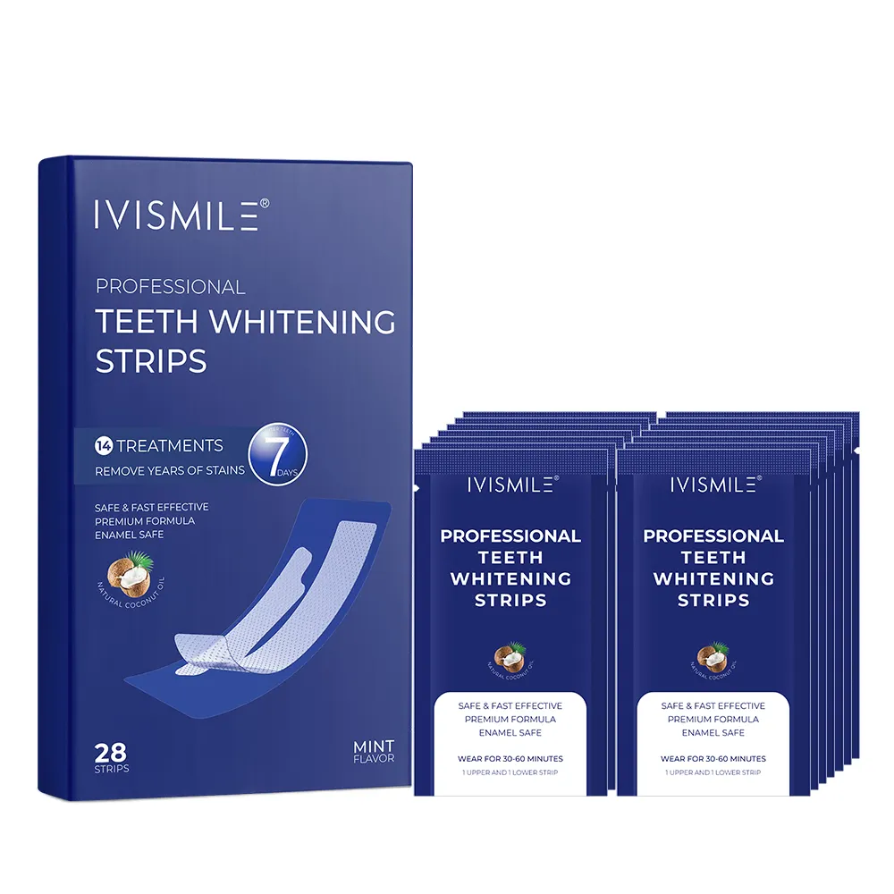 Profesyonel fabrika toptan eriterek beyaz peroksit ücretsiz kaymaz diş beyazlatma şeritleri özel etiket