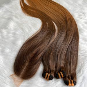 Extensions de cheveux orange raides d'os vietnamien vierge de haute qualité tissent des cuticules alignées pour des cheveux humains de haute qualité de couleur ombrée - Product Image 6