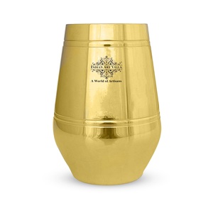 Indian Art Villa Pure Brass Plain Designer Shine Finish <b>Glass</b> Tumbler, 350 ML - <b>Drinkware</b> & Serveware - Product Image 1