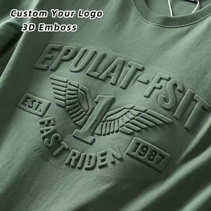 Camisetas en relieve con estampado 3D de algodón orgánico 100% de alta calidad para hombre, camisetas de gran tamaño transpirables OEM con logotipo y diseño personalizados - Product Image 2