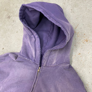 Nouveau logo personnalisé Vintage en détresse lavé à l'acide sweat à capuche ample pour hommes Streetwear sweats à capuche à ourlet brut vierge - Product Image 6