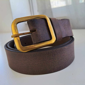 Ceintures en cuir véritable de style décontracté les plus vendues Design personnalisé professionnel du fabricant Boucle ardillon en laiton en forme de D Marron terne - Product Image 1