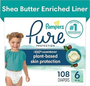 Pour Pampers Pure Protection Couches bébé jetables de qualité supérieure hypoallergéniques Taille 6 Fourniture d'un mois (108 pièces) Fabriquées avec du coton - Product Image 4