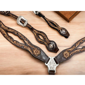 Thiết Kế Mới Chất Lượng Cao Cao Cấp Horse Show Yên Tack Phía Tây Da Headstall & Cổ Áo Ngực - Product Image 2