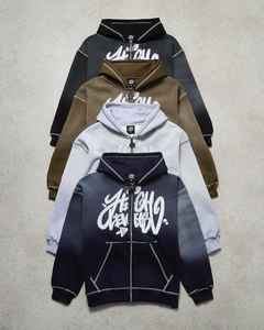 OEM Streetwear Heavyweight Sun Faded Sweat suit Conjuntos de dos piezas Lavado ácido Chándal Apliques desgastados Parche Sudadera con capucha Conjunto - Product Image 5