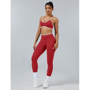 Ensemble de yoga pour femmes en 2 pièces, motif uni, décontracté, 100% coton, séchage rapide, écologique, leggings de sport - Product Image 6