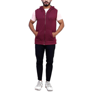 2023 Zipper Up <b>Sleeveless</b> <b>Men</b> Gym Hoodies Best Quality Workout Fitness Hot Selling Gym <b>Hoodie</b> For <b>Men</b> - Product Image 1