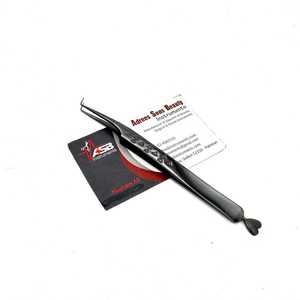 Pince à épiler plasma noire à 90 degrés avec impression de logo personnalisée, en acier inoxydable durable, service OEM pour les cils, avec des cœurs - Product Image 5