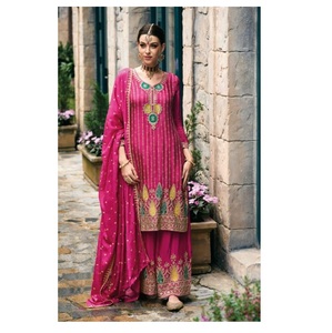 Nouvelle Collection Chinon avec Broderie Séquence Travail Salwar Kameez Palazzo Costume pour Mariage Porter Costume Pakistanais - Product Image 1