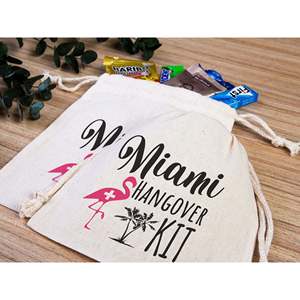 Bolsas Personalizadas de Algodón Orgánico para Kits Antiresaca, Bolsas de Recuperación Serigrafiadas para Fiestas y Bodas, para Manualidades y Juguetes - Product Image 2