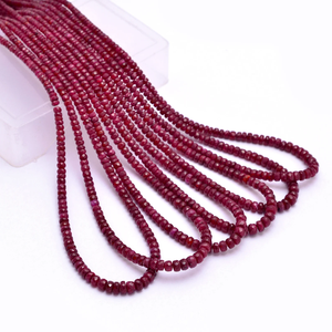 Rubí Longido de 3mm-5.50mm, Gema Facetada en Forma de Rondelle, Rubí Rojo Natural, Gema Semipreciosa, Cuentas Sueltas para Joyería - Product Image 3