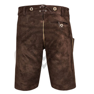 Pantalones Cortos de Cuero de Gamuza Marrón Oscuro Estilo Bávaro Alemán para Hombre con Tirantes, Traje Tradicional de Oktoberfest para Hombre, Trachten - Product Image 3