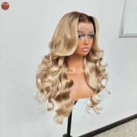 Dunkelblonde Ombre-Farbe mit Honig-Effekt, 13x4 HD Transparente Spitze, Vorgezupfte Body Wave Echthaar-Perücken für Frauen