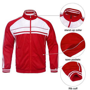 Chaqueta de chándal roja con pantalón negro, chándales elegantes al por mayor con tela moderna de sastrería delgada y cómoda, chándales OEM - Product Image 3