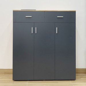 Armoire à chaussures minimaliste 3 portes KG68023 120x35x134cm en bois de caoutchouc naturel pour le salon - Product Image 3