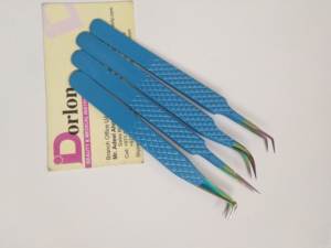แหนบต่อขนตาทำจากสเตนเลสสีฟ้าแบบมืออาชีพพร้อมปลายสีรุ้ง - Product Image 3