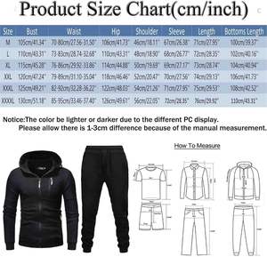 Conjunto de chándal para hombre, chándal de 2 piezas con cremallera y capucha, conjunto de chándal, chándal informal de manga larga, conjunto de entrenamiento para correr - Product Image 6