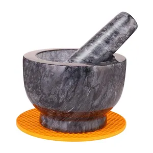 Wholesale traditional antique marble grinder set Kitchen Chinese medicine natural stone marble mortar and pestle for kitchen