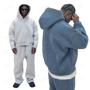 Men's Regular Fit Winter Streetwear Printed 100% Cotton Full <b>Pants</b> Long Sleeve Sweat Suit Hoodie Breathable Quick-Dry - Product Image 1