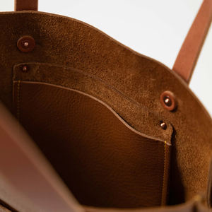 Sac fourre-tout vintage de luxe en cuir pleine fleur pour femmes avec logo personnalisé poche avant sac à main - Product Image 5