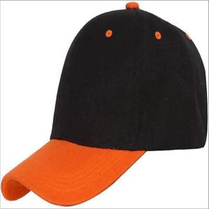Baseball Cap Sporty Street <b>Hat</b> with Custom Embroidery Durable Fabric Two-Tone Adjustable Baseball Cap, Black Orange - Product Image 1