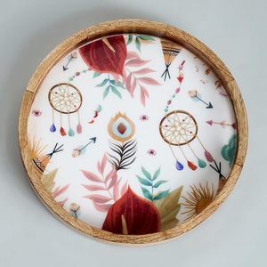 Stylish Rectangular <b>Wooden</b> Printed Serving Tray With Colorful Finish For Coffee Breakfast And Snacks At Affordable Price - Product Image 6