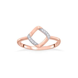 Anillo de Diamantes en Oro Rosa, Diseño Cuadrado Inclinado, Joyería de Moda - Product Image 3
