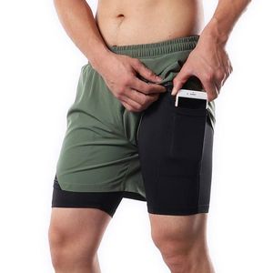 Pantalones cortos de entrenamiento de gimnasio de cintura media 2 en 1 para hombre, transpirables, de secado rápido, para Fitness y correr, deportes informales al por mayor - Product Image 1
