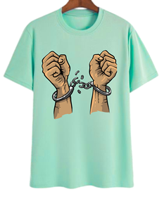 Camiseta de manga corta verde claro para hombre con estampado DTF personalizado, corte regular, cuello redondo, jersey informal de algodón, top unisex. - Product Image 1