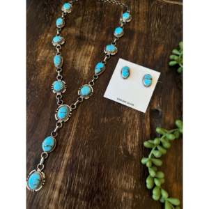 Collier Lariat Prince Égyptien Fait Main Navajo, Ensemble Turquoise et Argent Sterling, Bijoux Culturels de Collection - Product Image 3